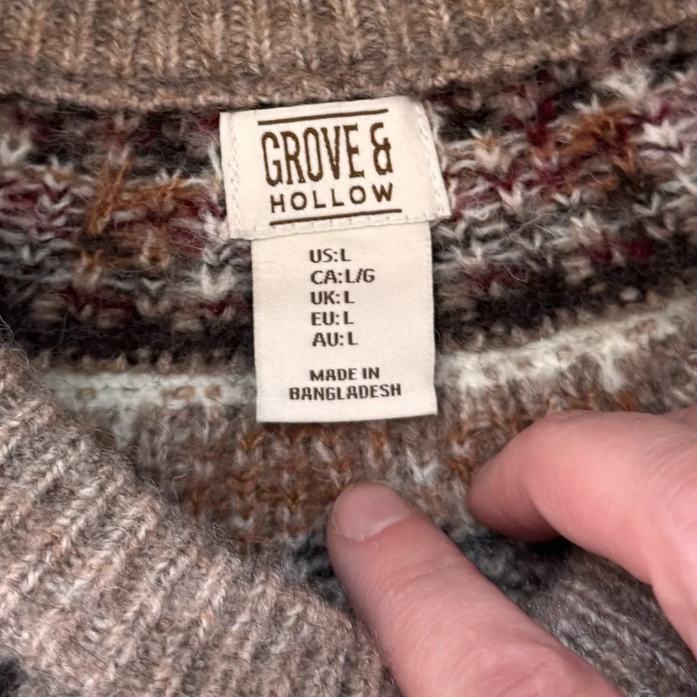Men's Fair Isle Crewneck Sweater in Dusty Pink